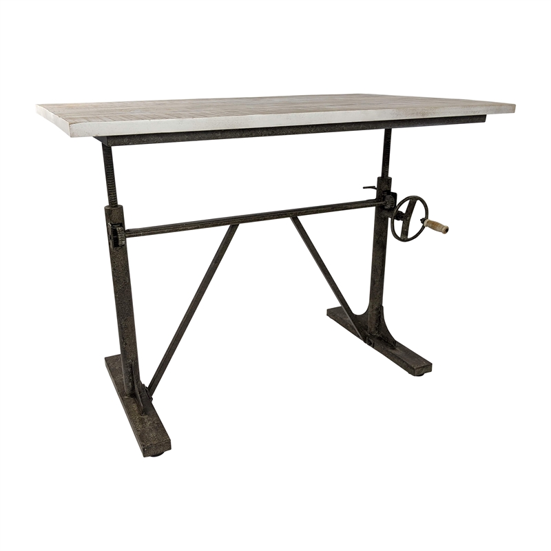 Carolina Classics Brio Sit or Stand Adjustable Desk in Driftwood/Aged Iron