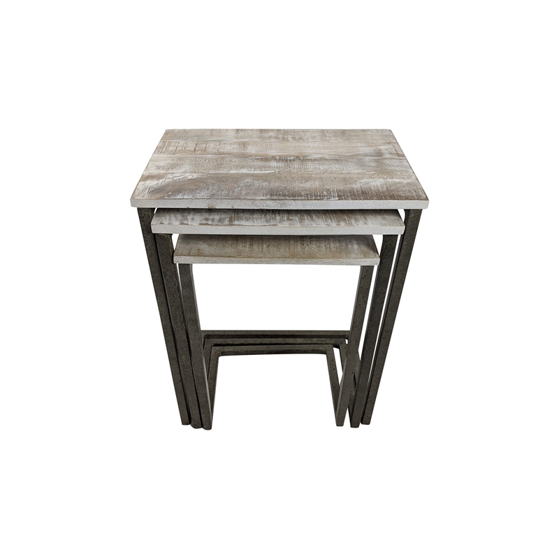 Carolina Classics Addison Nesting Table Set in Natural Driftwood/Aged Iron