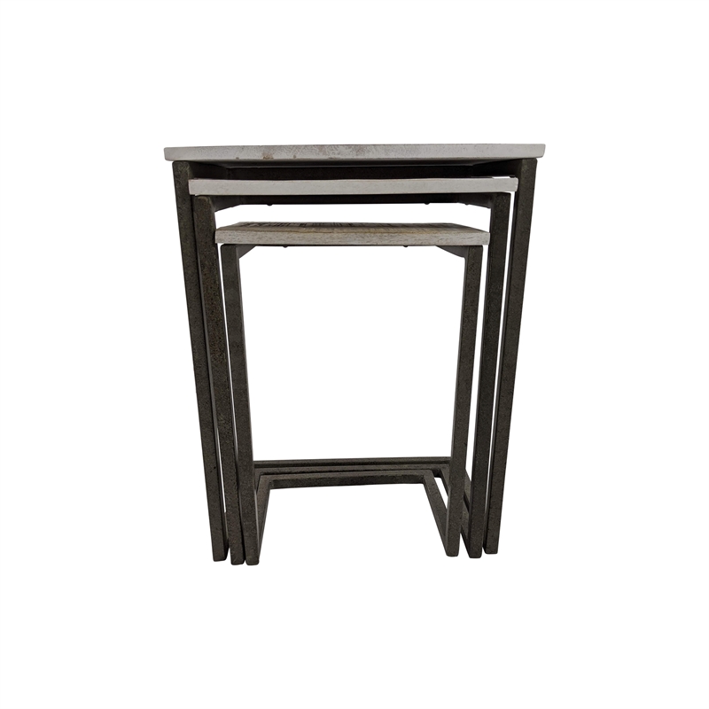 Carolina Classics Addison Nesting Table Set in Natural Driftwood/Aged Iron