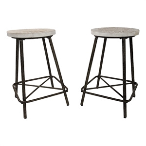 Carolina Classics Illona 24&quot Counter Height Stool in Driftwood/Iron Set of 2