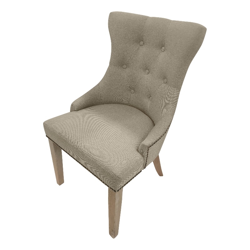 Carolina Classics Julia 18&quot Wood & Linen Chair in Driftwood Brown (Set of 2)