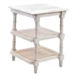 Carolina Classics Chesterfield Wood & Cane Accent Table in Whitewash