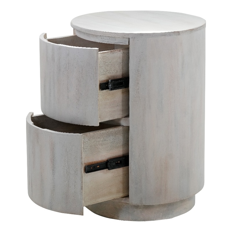Carolina Classics Kingston 2-Drawer Round Wood Accent Table in Whitewash