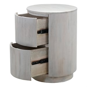 Carolina Classics Kingston 2-Drawer Round Wood Accent Table in Whitewash
