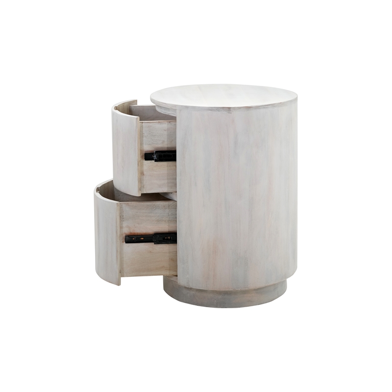 Carolina Classics Kingston 2-Drawer Round Wood Accent Table in Whitewash