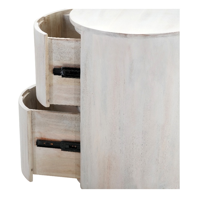 Carolina Classics Kingston 2-Drawer Round Wood Accent Table in Whitewash