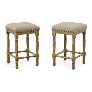 Carolina Classics Brittany Deluxe 26&quot Wood Stool in Honey Brown (Set of 2)