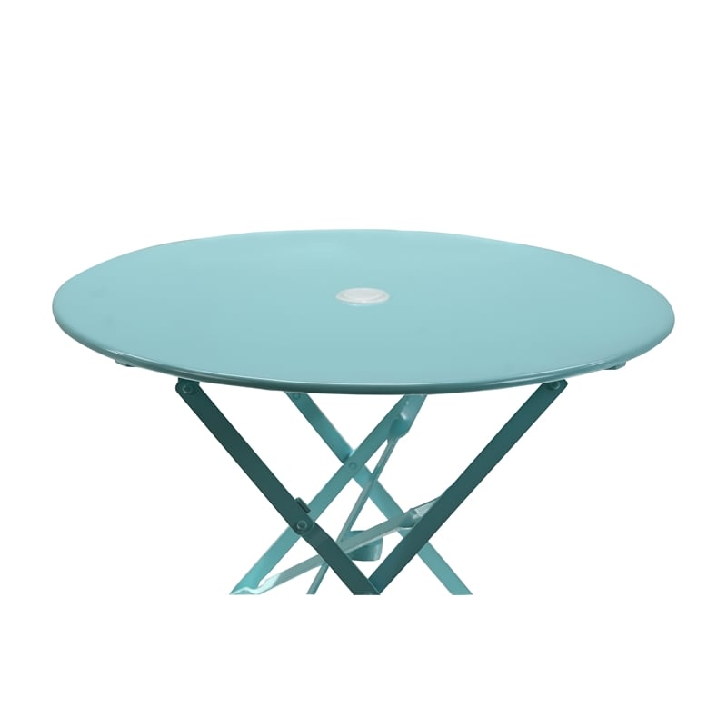 Carolina Classics 3-Piece Round Transitional Metal Bistro Set in Teal