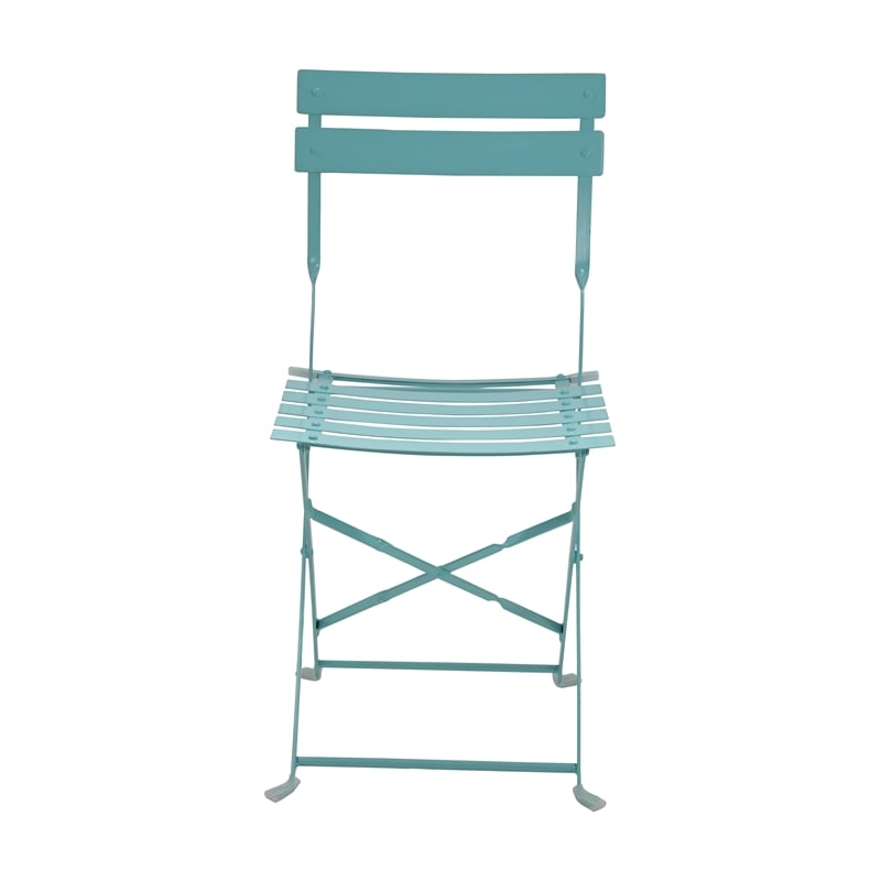 Carolina Classics 3-Piece Round Transitional Metal Bistro Set in Teal