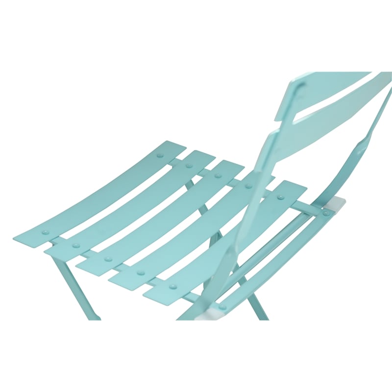 Carolina Classics 3-Piece Round Transitional Metal Bistro Set in Teal