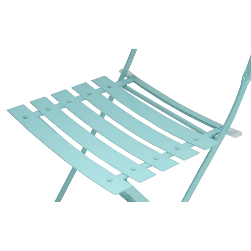 Carolina Classics 3-Piece Round Transitional Metal Bistro Set in Teal