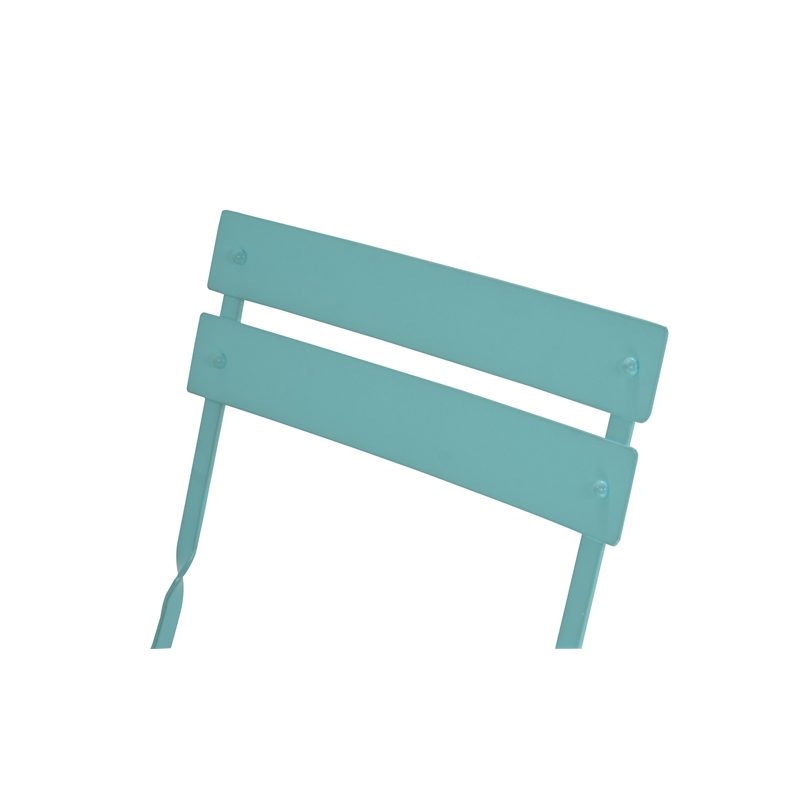 Carolina Classics 3-Piece Round Transitional Metal Bistro Set in Teal