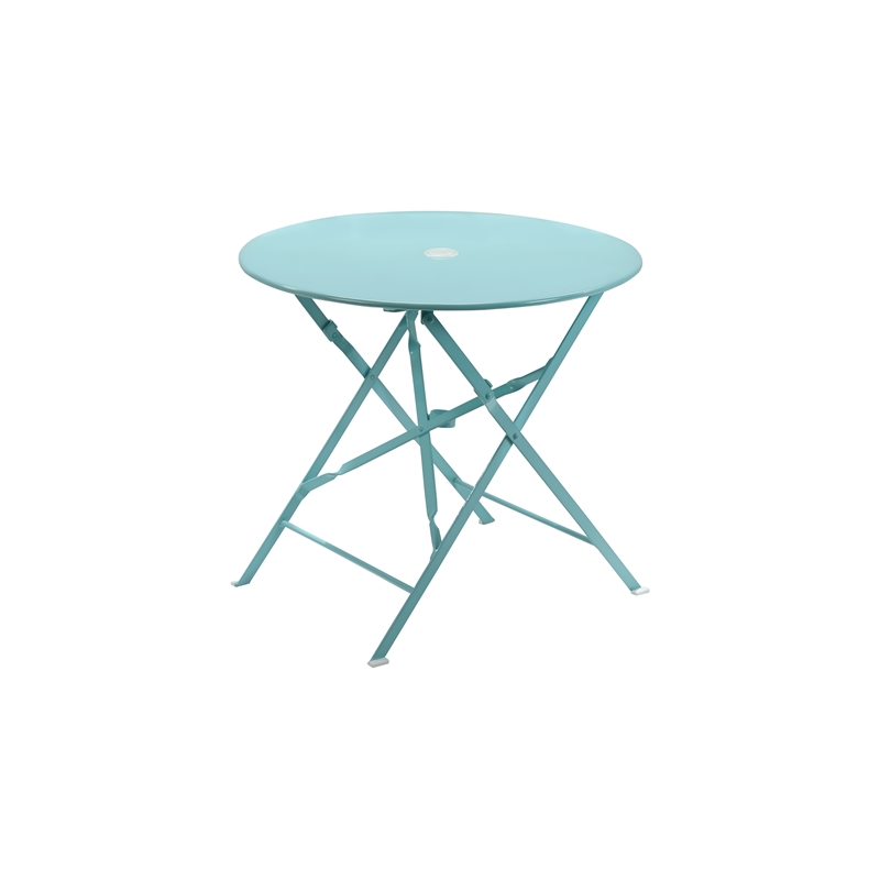 Carolina Classics 3-Piece Round Transitional Metal Bistro Set in Teal