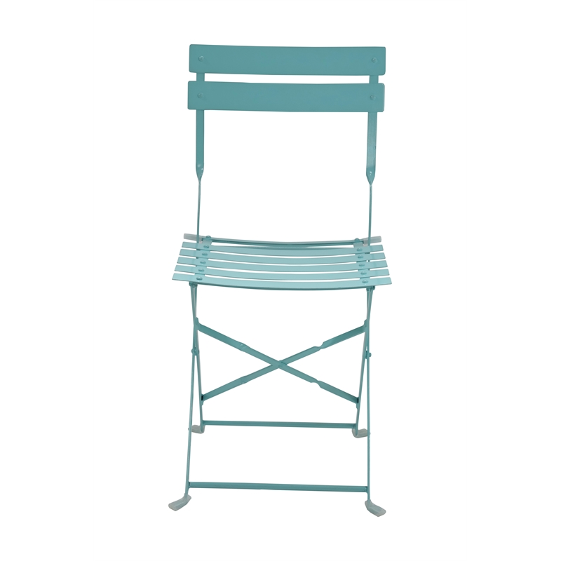 Carolina Classics  Set of 2 Folding Metal Bistro Chair in Teal