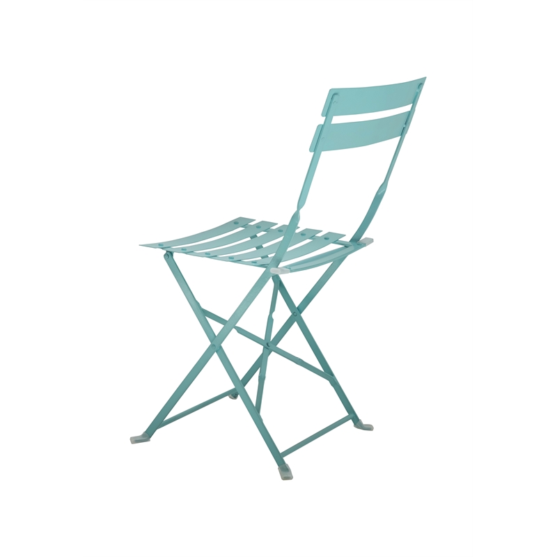 Carolina Classics  Set of 2 Folding Metal Bistro Chair in Teal