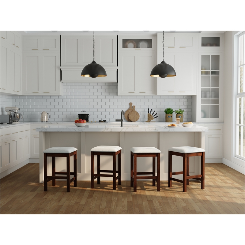 Carolina Classics  Set of 2 Tristan Backless Counter Stool in Oak and White