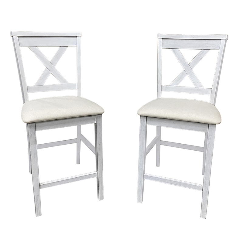 Carolina Classics  Set of 2 Taylor X-Back Counter Stools in Antique White