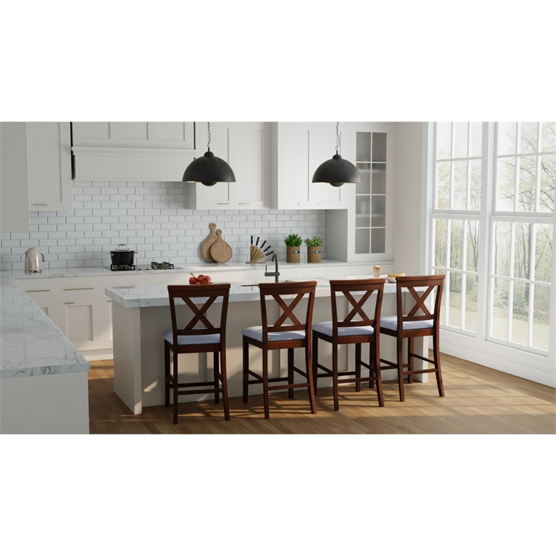 Carolina Classics  Set of 2 Taylor X-Back Counter Stools in Oak and White