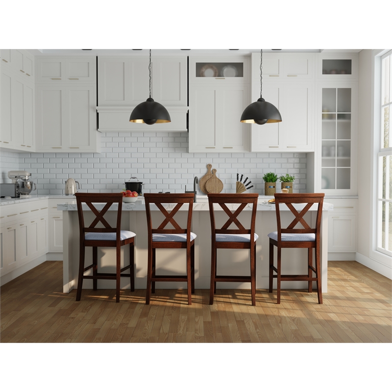 Carolina Classics  Set of 2 Taylor X-Back Counter Stools in Oak and White