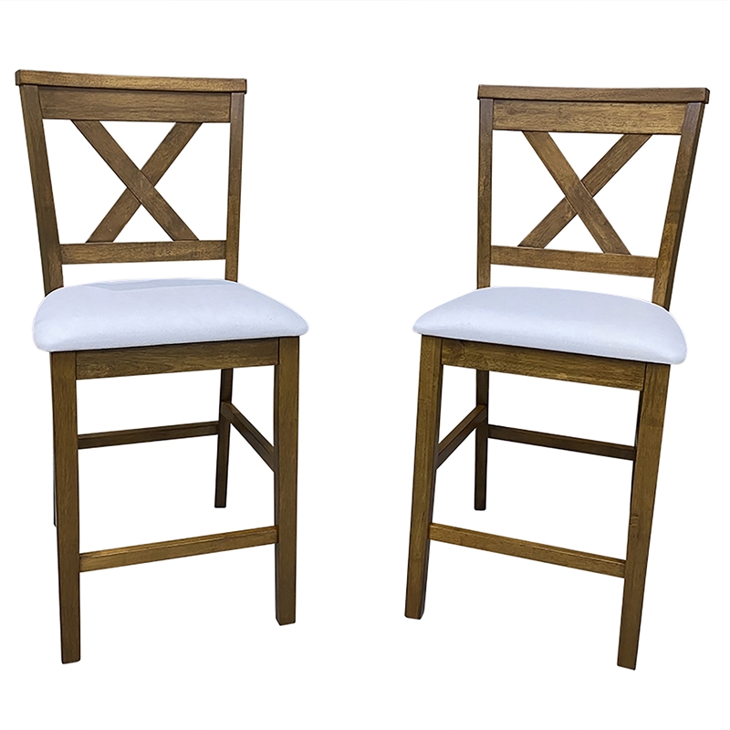Carolina Classics  Set of 2 Taylor X-Back Counter Stools in Oak and White