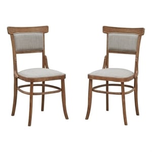 Carolina Classics Diana 20&quot Linen & Wood Dining Chair in Honey Brown (Set of 2)