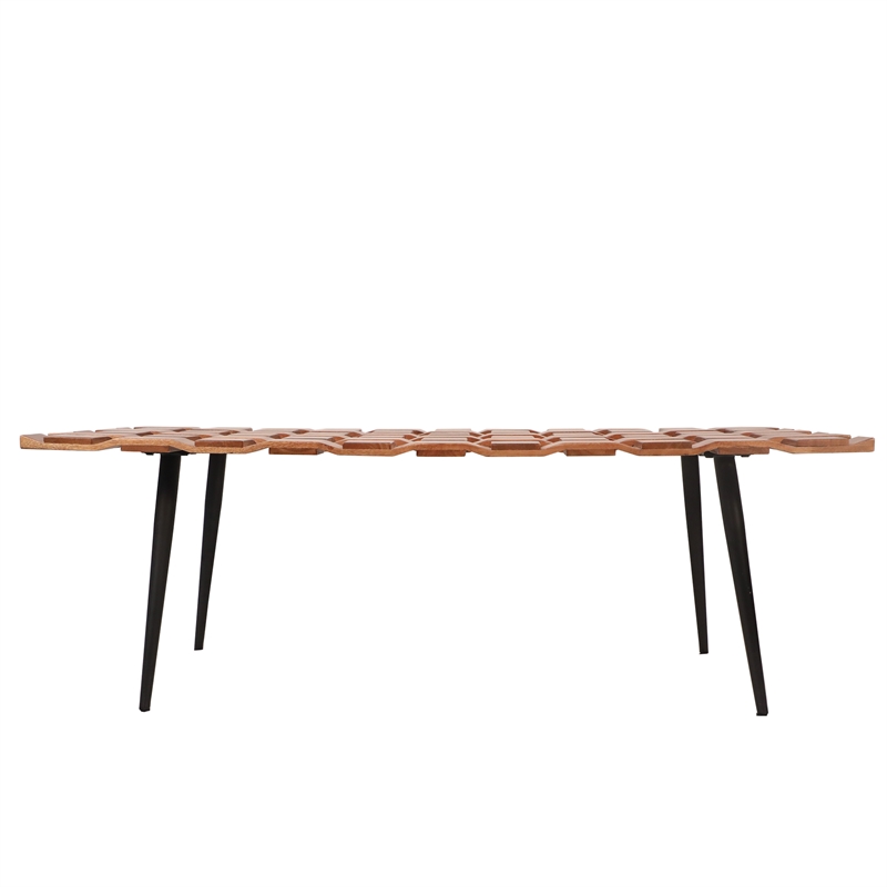 Carolina Classics Waverly Wood & Iron Coffee Table in Honey Gold Brown/Black