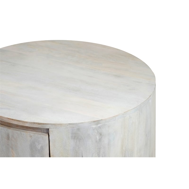 Carolina Classics Christa 2-Drawer Round Wood Coffee Table in Whitewash