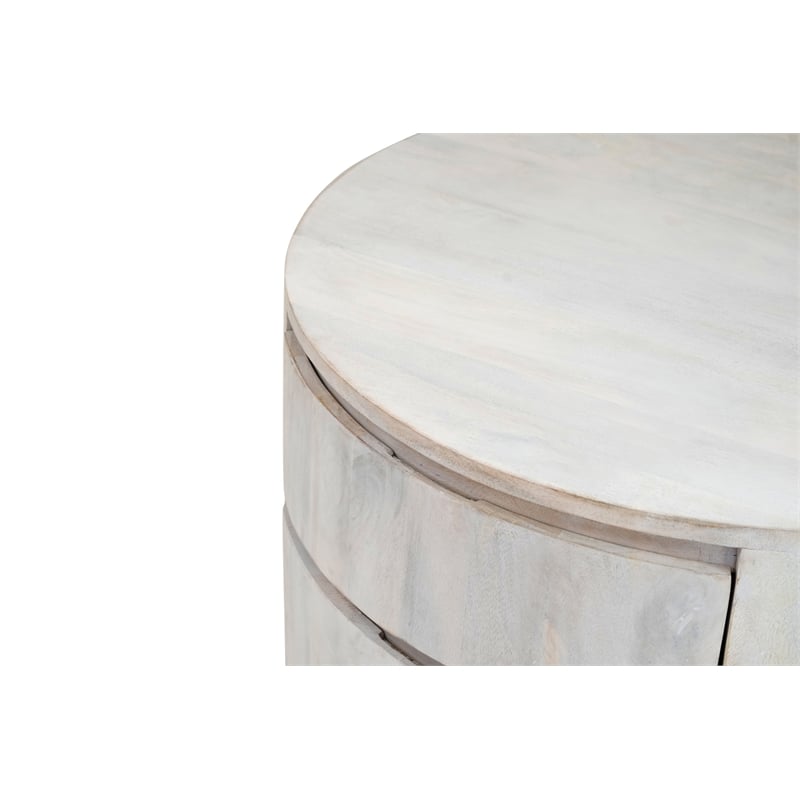 Carolina Classics Christa 2-Drawer Round Wood Coffee Table in Whitewash