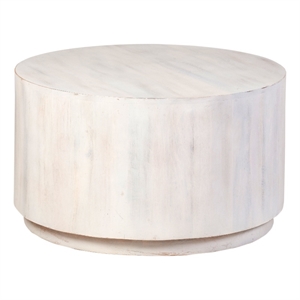 Carolina Classics Krissa 30&quot Round Mango Wood Coffee Table in Whitewash