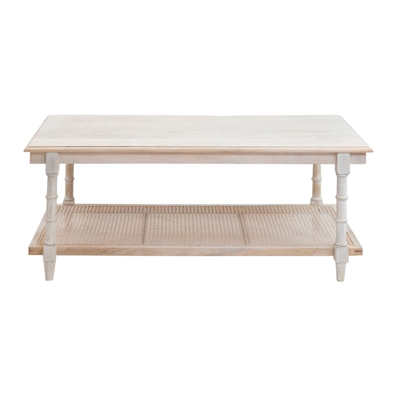 Carolina Classics Chesterfield Wood & Cane Coffee Table in Whitewash