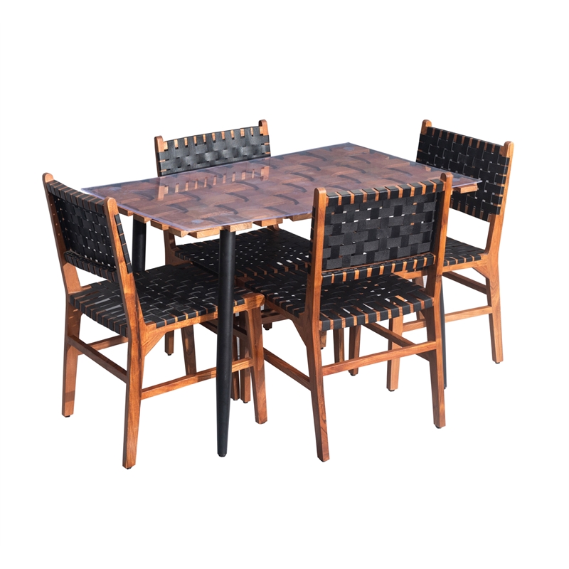 Carolina Classics Waverly Acrylic Plastic/Wood Dining Table in Honey Gold/Black
