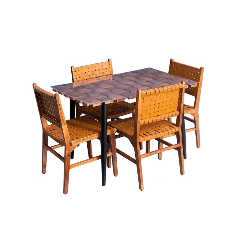 Carolina Classics Waverly Acrylic Plastic/Wood Dining Table in Honey Gold/Black