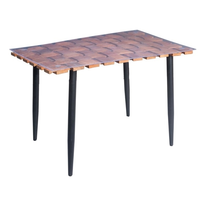 Carolina Classics Waverly Acrylic Plastic/Wood Dining Table in Honey Gold/Black