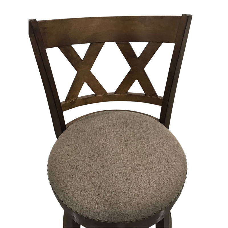 Sussex Deluxe Swivel Barstool - Set of 2 - Rustic - Brown Upholstery