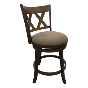 Sussex Deluxe Swivel Barstool - Set of 2 - Rustic - Brown Upholstery
