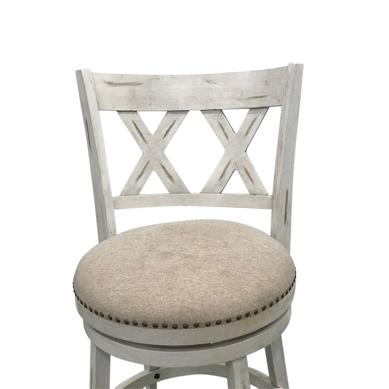 Sussex Deluxe Swivel Barstool - Set of 2 - Sand - Beige Upholstery