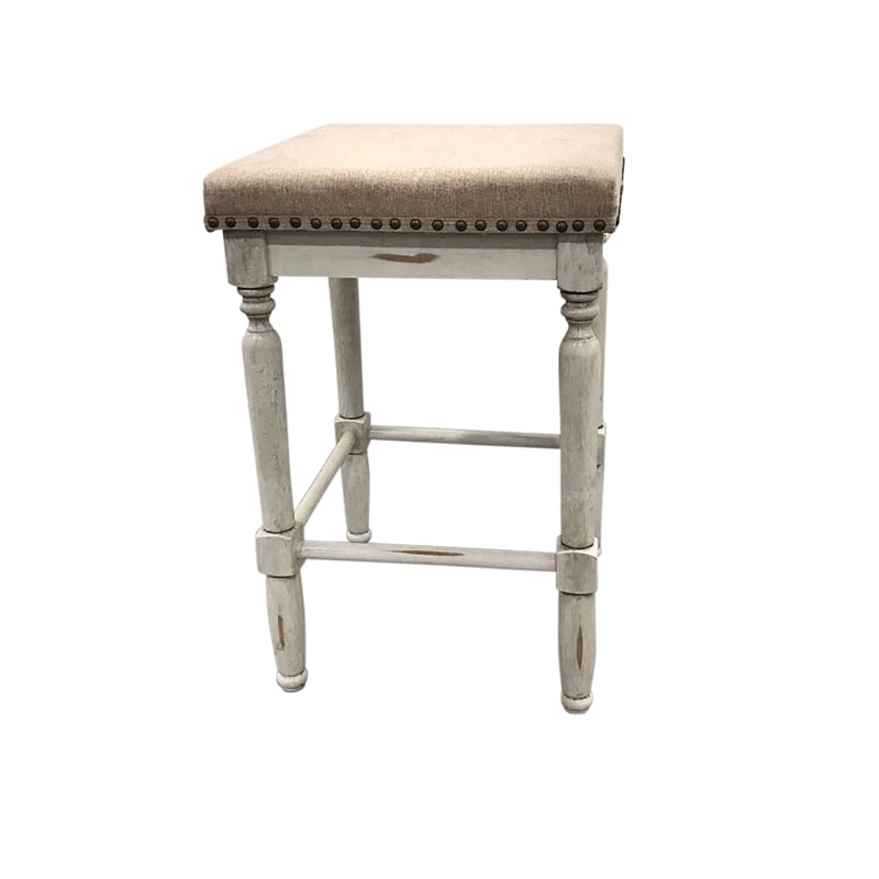 Biltmore Saddle Barstool - Set of 2 - Sand - Beige Upholstery