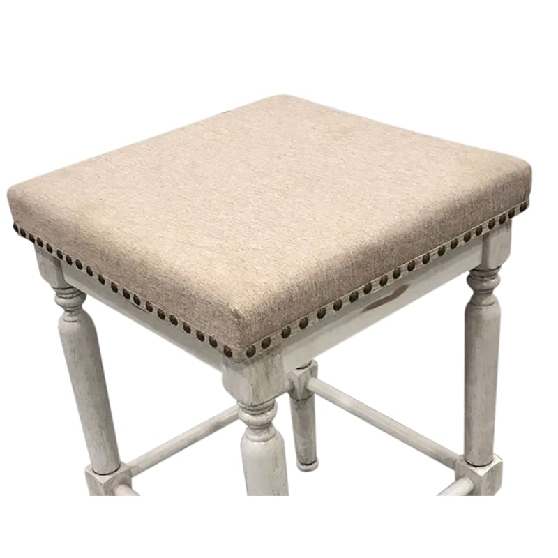 Biltmore Saddle Barstool - Set of 2 - Sand - Beige Upholstery