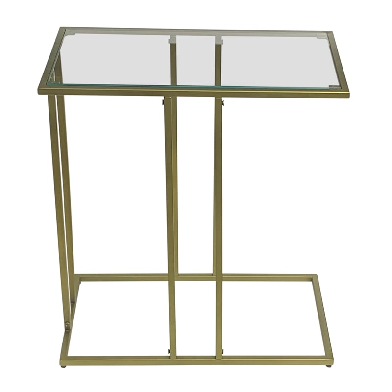 Serena End Table - Clear Glass - Antique Gold