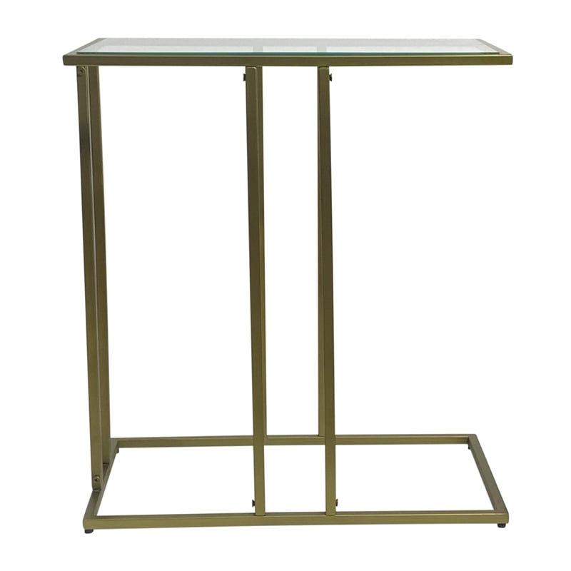 Serena End Table - Clear Glass - Antique Gold