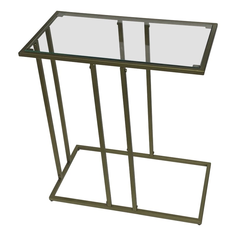 Serena End Table - Clear Glass - Antique Gold