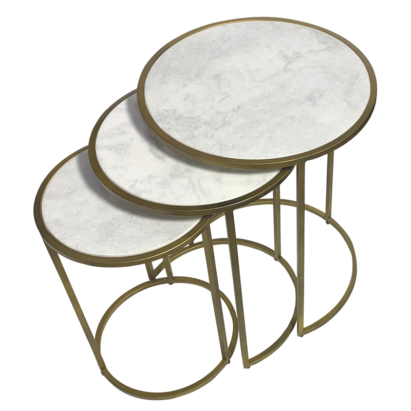 Serena Nesting Tables - White Marble - Industrial