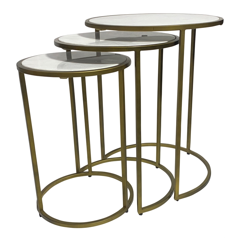 Serena Nesting Tables - White Marble - Industrial