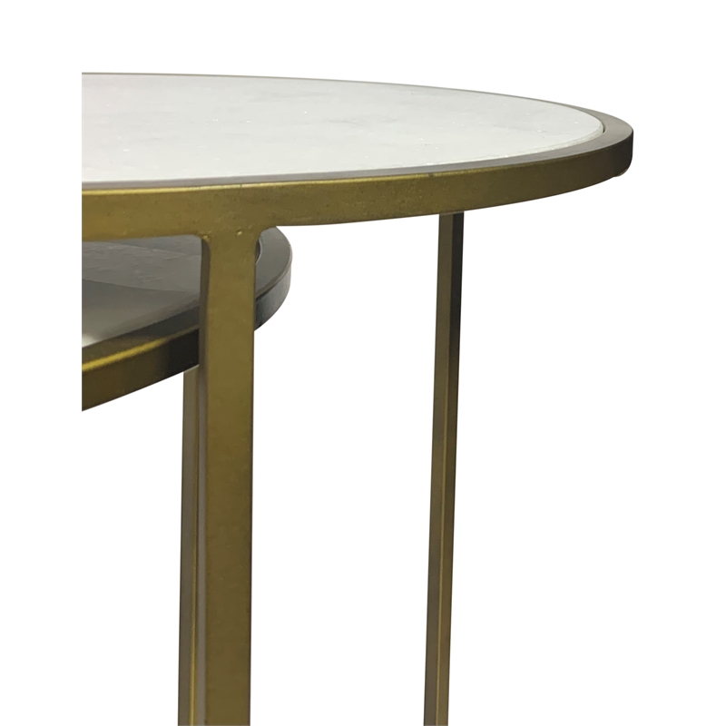 Serena Nesting Tables - White Marble - Industrial