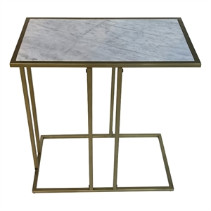 Serena End Table - White Marble - Industrial