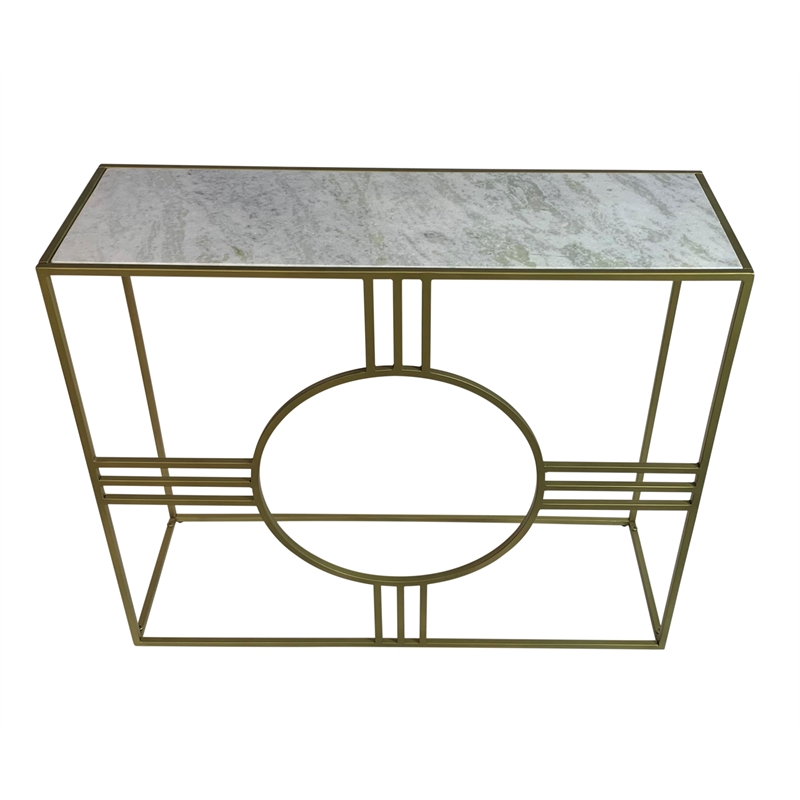 Marshall Console Table - White Marble - Antique Gold