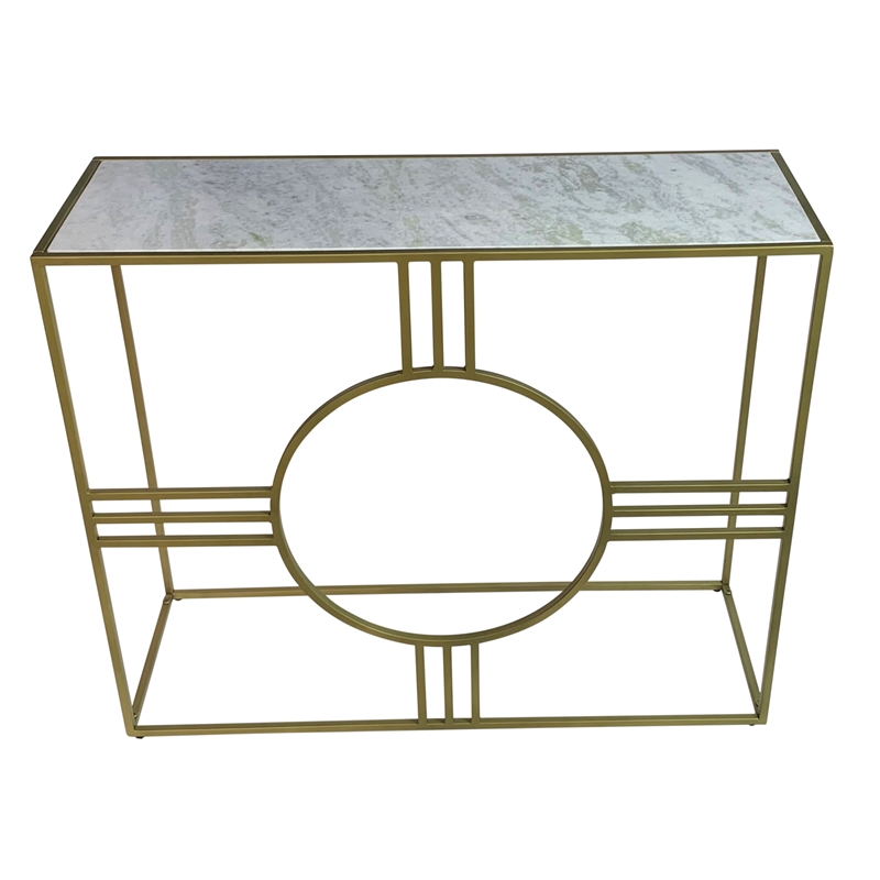 Marshall Console Table - White Marble - Antique Gold