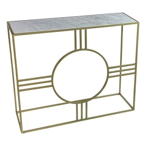 Marshall Console Table - White Marble - Antique Gold