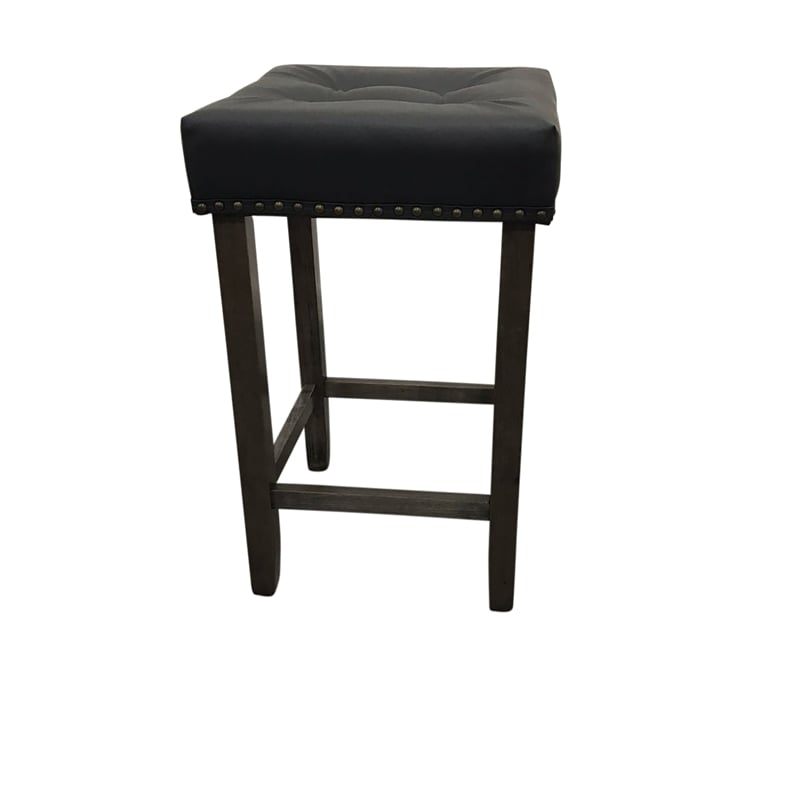 Sadie Tufted Upholstered Barstool - Set of 2 - Gotham Grey - Grey Upholstery