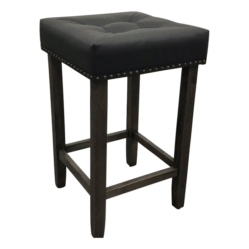 Sadie Tufted Upholstered Barstool - Set of 2 - Gotham Grey - Grey Upholstery